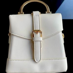 Cream and Gold Faux Leather Crossbody